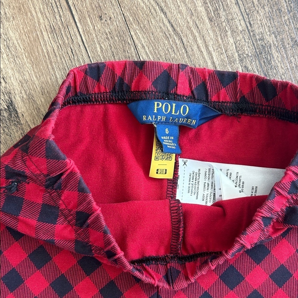 Polo by Ralph Lauren Kids Red and Black Plaid Leggings - Picture 2 of 4